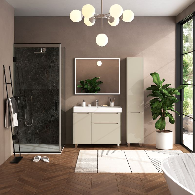 Тумба с раковиной BRIZ Мастер 100 + Вилис / 367 03-10100-17 00 БЕЖ+4610119205164 бежевый (глянец)