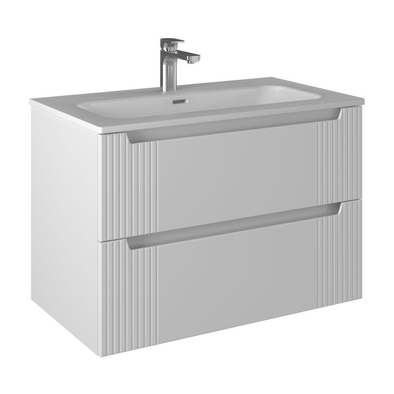 Тумба с раковиной BRIZ Страйп 80 + Флай / 368 03-18080-23 00 БЕЛ+ФЛ-80