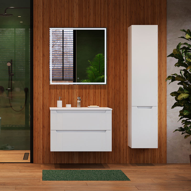 Тумба с раковиной BRIZ Страйп 80 + Флай / 368 03-18080-23 00 БЕЛ+ФЛ-80