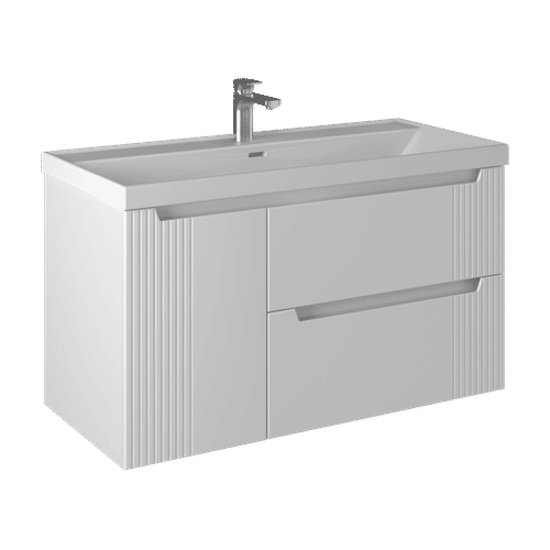 Тумба с раковиной BRIZ Страйп 100 + Пасс / 368 03-20100-23 00 БЕЛ+ПА-100