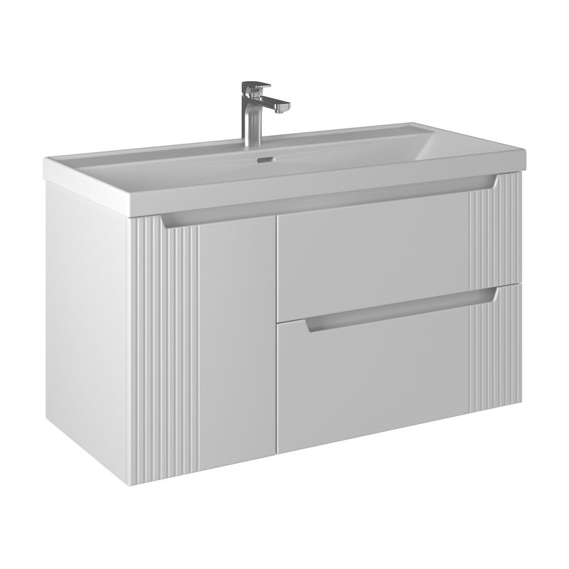 Тумба с раковиной BRIZ Страйп 100 + Пасс / 368 03-20100-23 00 БЕЛ+ПА-100