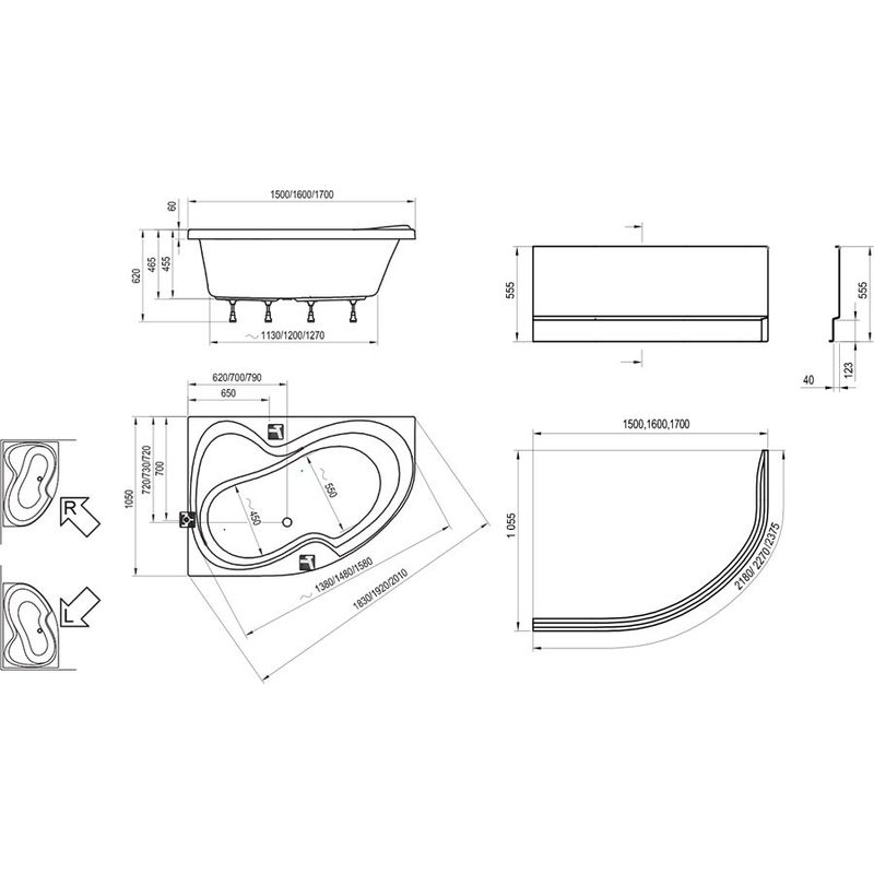 Акриловая ванна Ravak Rosa II C421000000 170×105 P белая