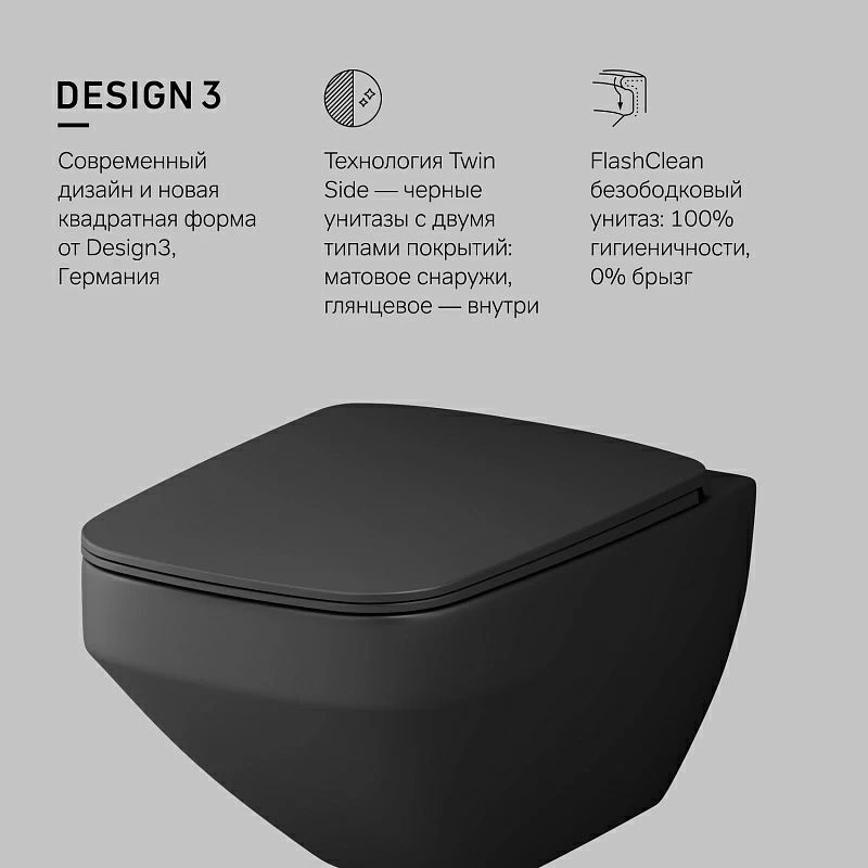 Унитаз подвесной AM.PM Inspire V2.0 C50A1700MBSC черный мат.