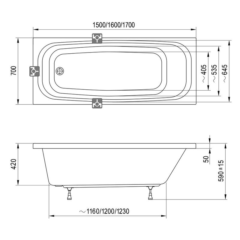 Акриловая ванна Ravak Septima C630S00000 150х70 белая