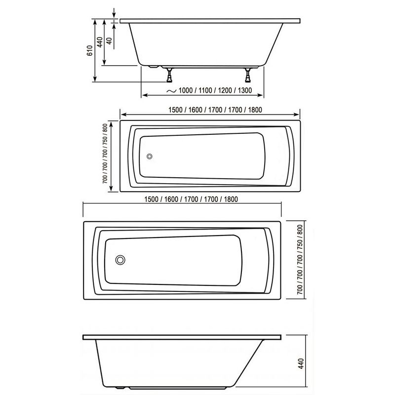 Акриловая ванна Ravak Domino Plus C631R00000 170х75 белая