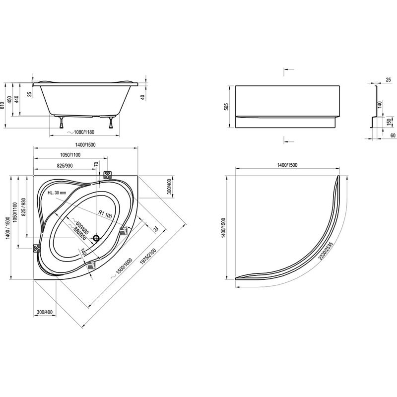 Акриловая ванна Ravak New Day C651000000 140×140 белая