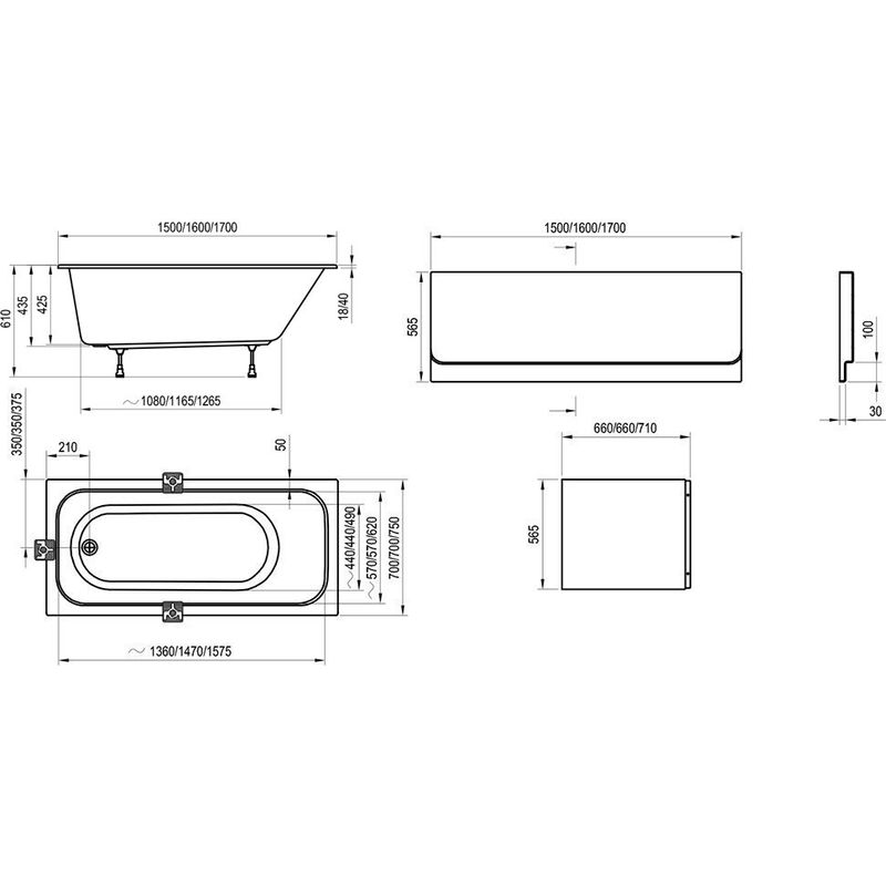 Акриловая ванна Ravak Chrome C741000000 170х75 белая