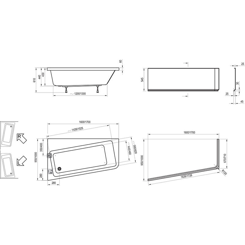 Акриловая ванна Ravak 10° C821000000 170×100 R