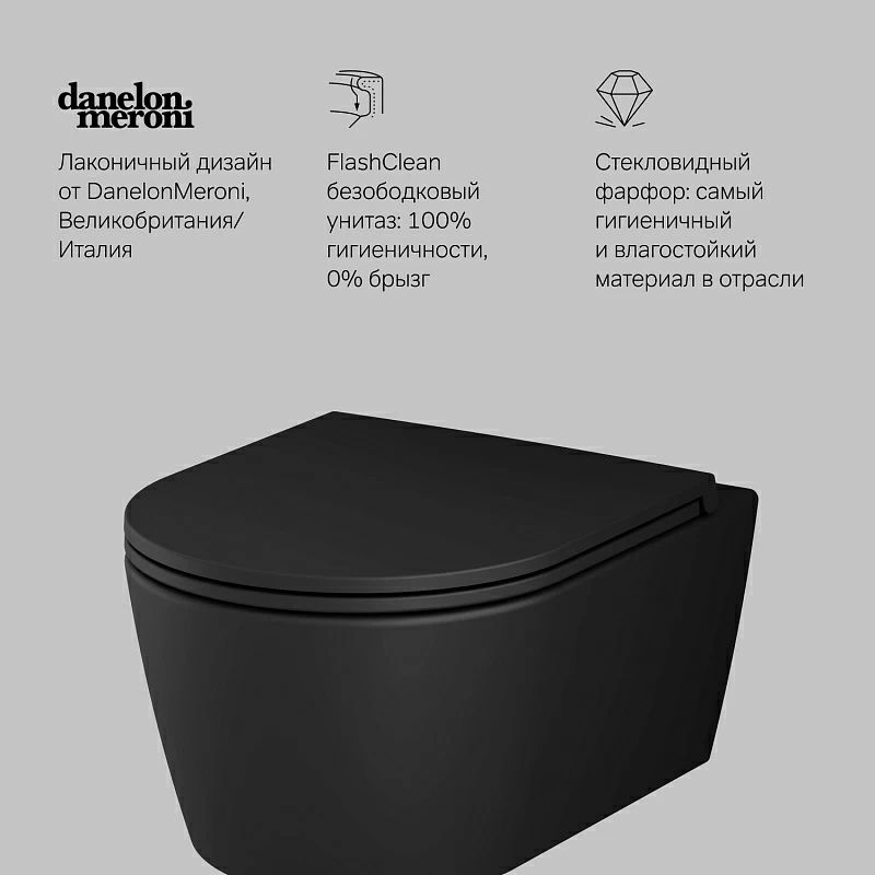 Унитаз подвесной AM.PM Func C8F1700MBSC 49 см., черный мат.