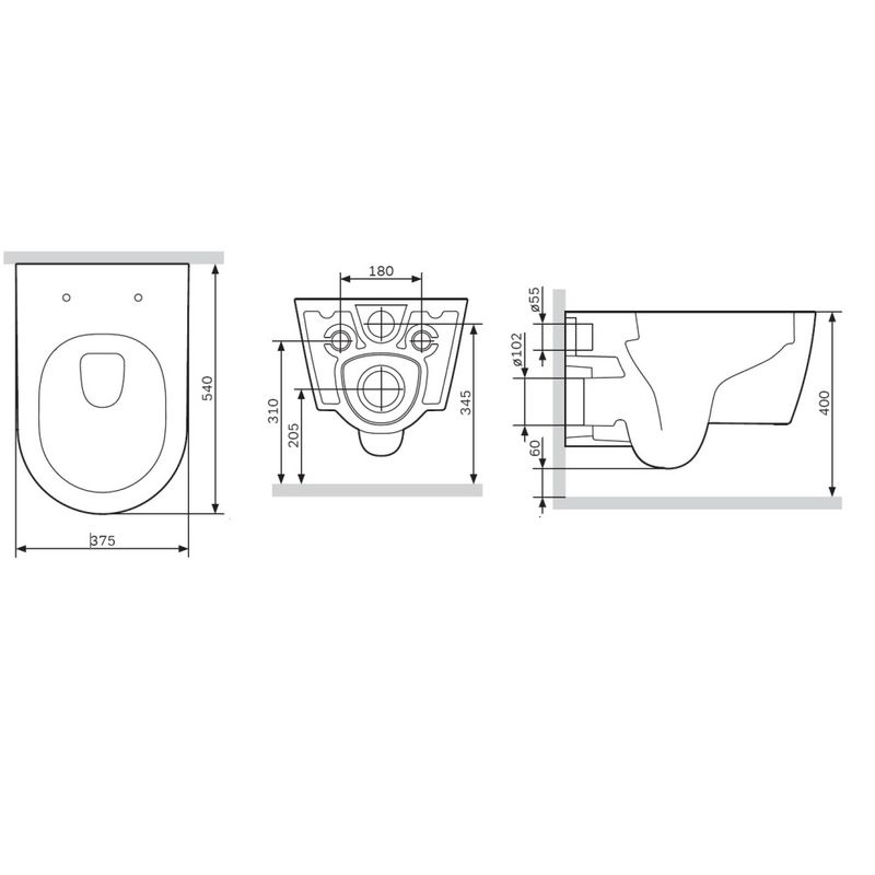 Подвесной унитаз AM.PM Func FlashClean C701700MBSC 54см с сиденьем микролифт