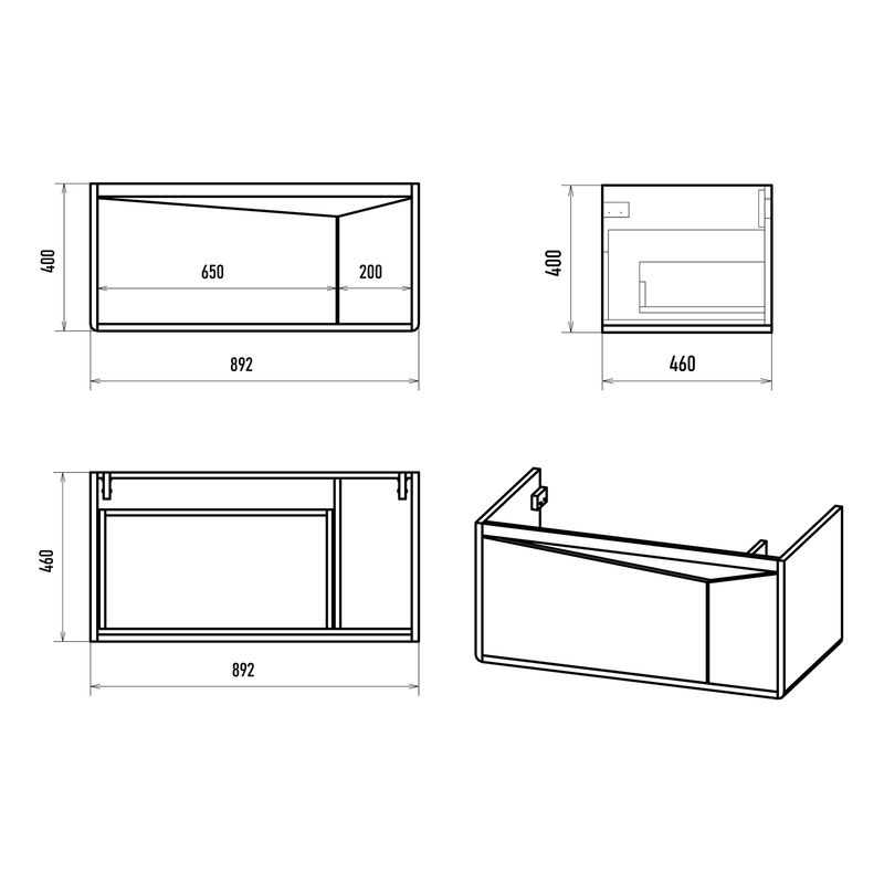 Тумба под раковину Brevita Cascade 90 подвесная / CAS-09090-011Я белая