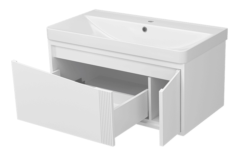 CASCADE - 90 Тумба подвесная с 1 ящ., белая матовая эмаль