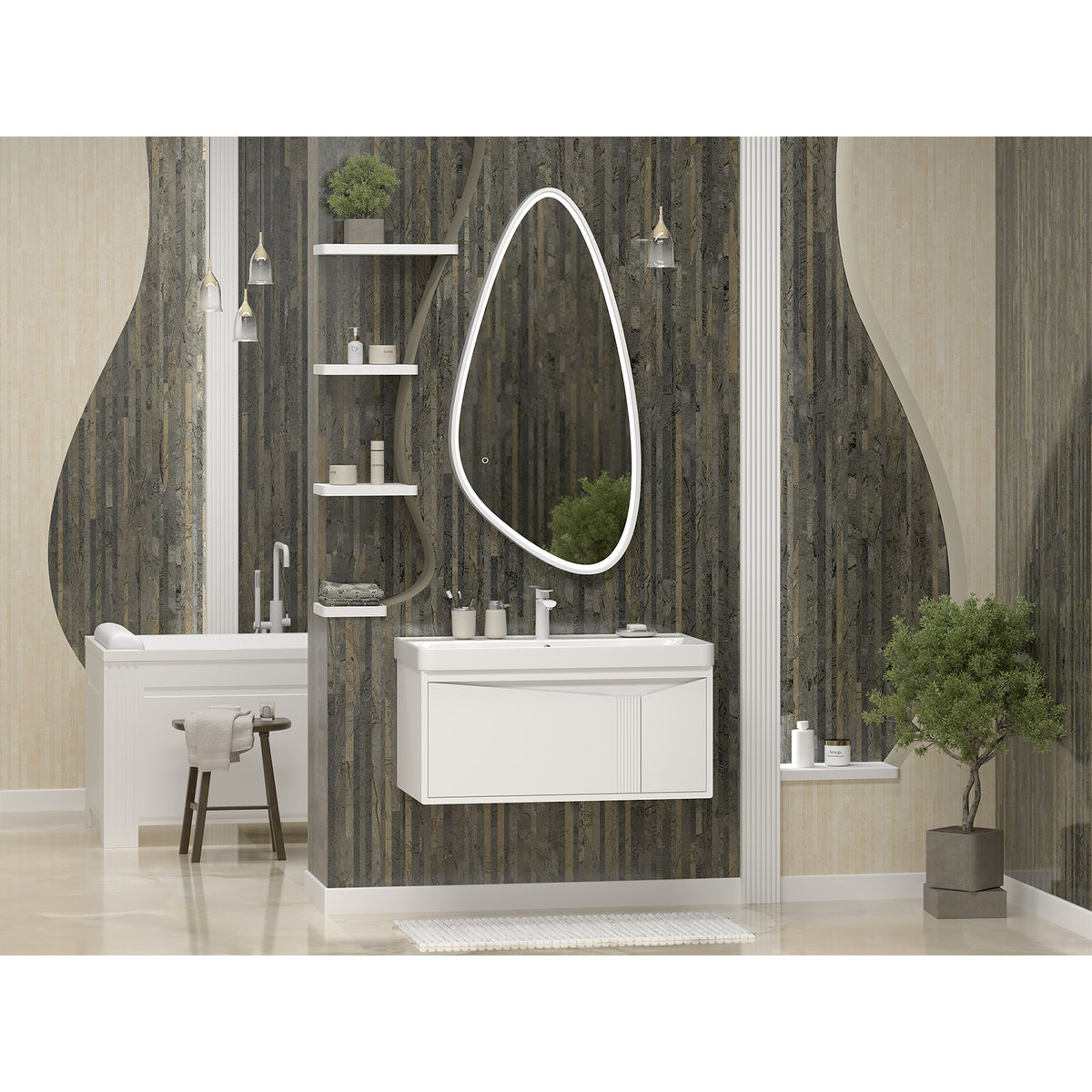 CASCADE - 90 Тумба подвесная с 1 ящ., белая матовая эмаль