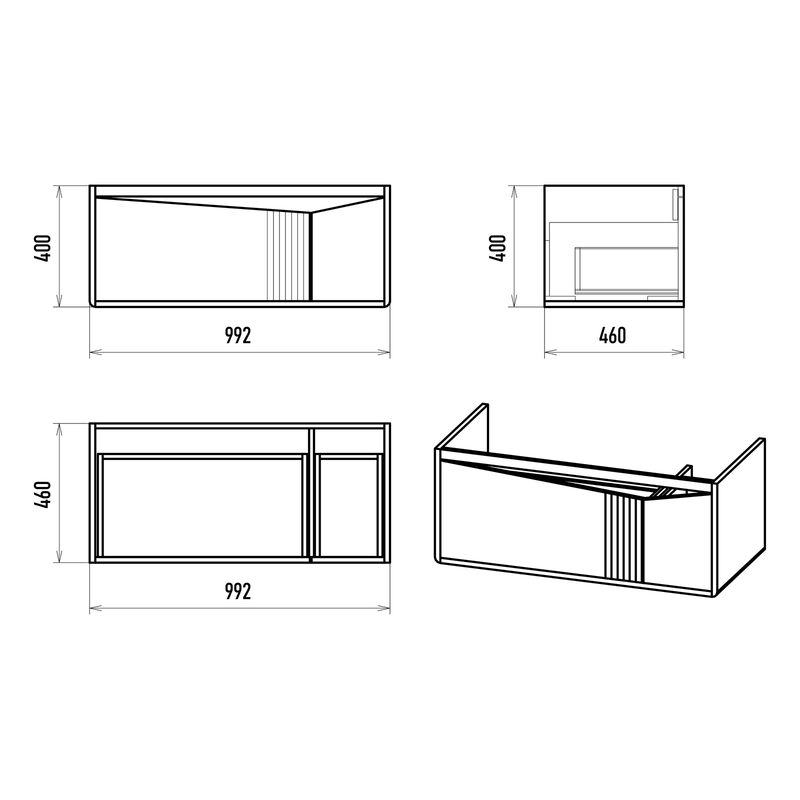 Тумба под раковину Brevita Cascade 100 подвесная с 2 ящ. /CAS-09100-011Я белая матовая эмаль