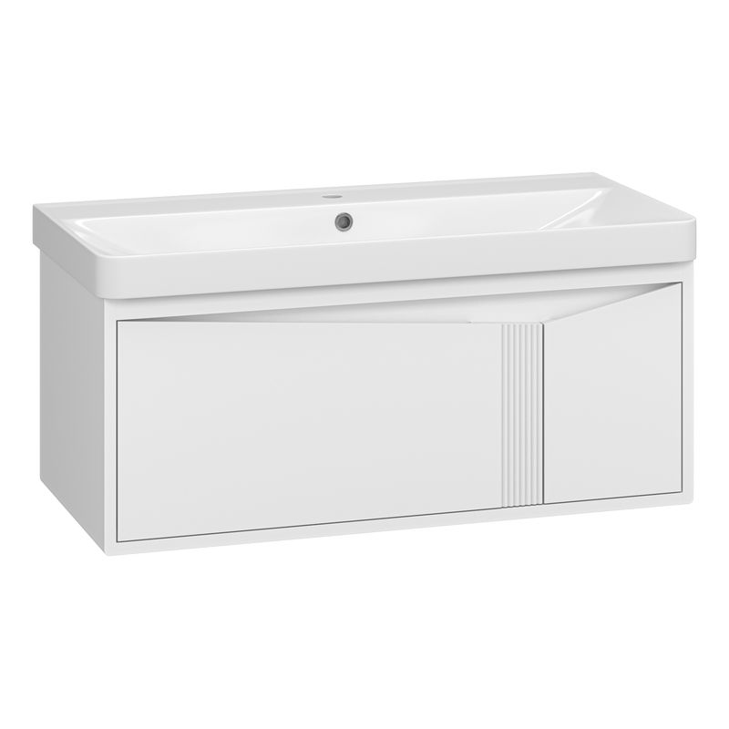 Тумба под раковину Brevita Cascade 100 подвесная с 2 ящ. /CAS-09100-011Я белая матовая эмаль