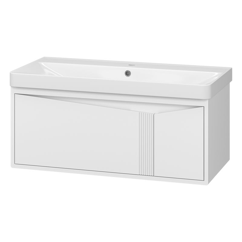 Тумба под раковину Brevita Cascade 100 подвесная с 2 ящ. /CAS-09100-011Я белая матовая эмаль