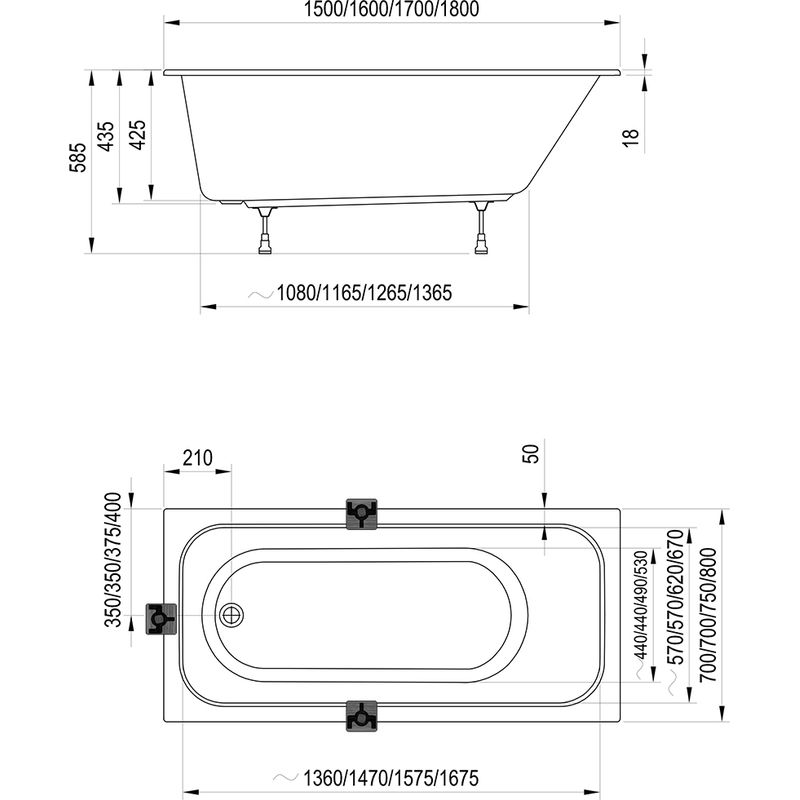 Акриловая ванна Ravak Chrome Slim CE21300000 180х80 белая