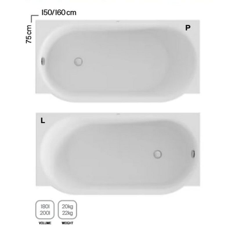 Акриловая ванна Ravak Arc CE61000000 150x75 L белая