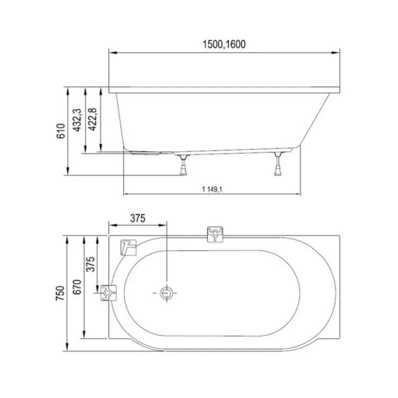 Акриловая ванна Ravak Arc CE91000000 160x75 P белая