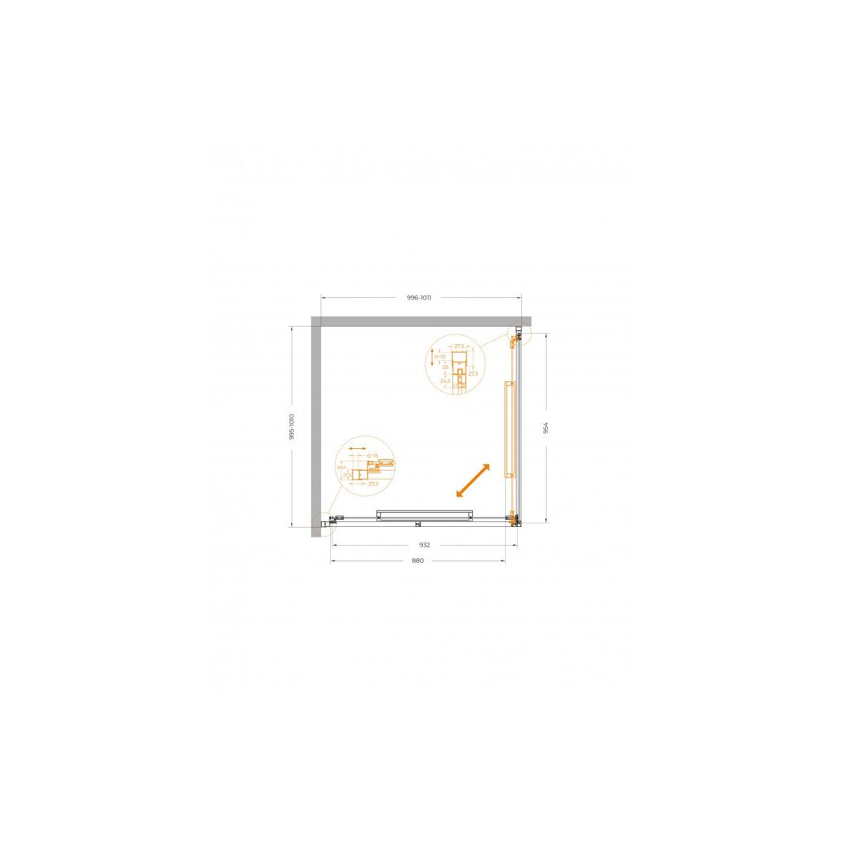Душевой уголок CEZARES LUX-A-FS-1-100-C-CR