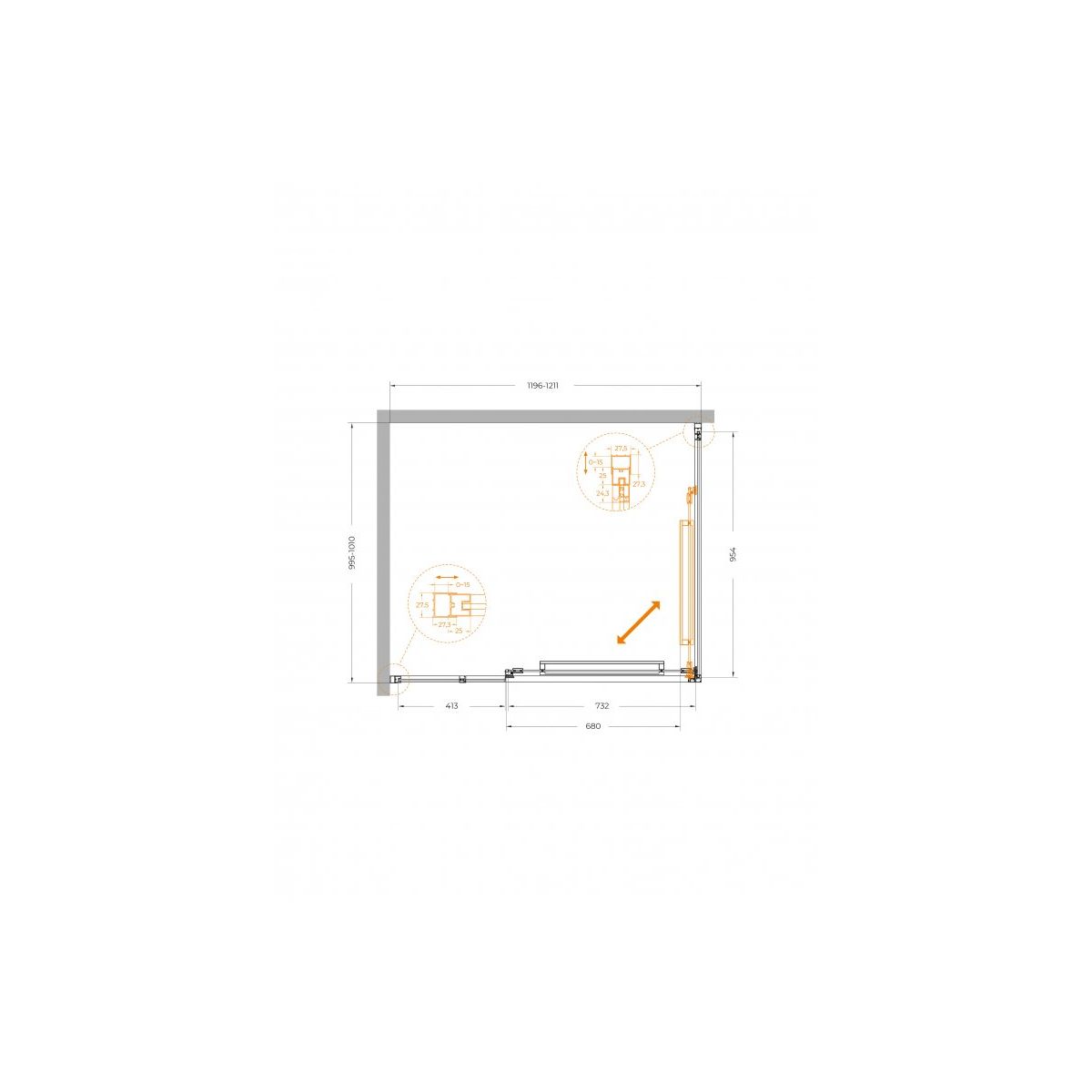 Душевой уголок CEZARES LUX-AH-FS-11-120/100-C-GM