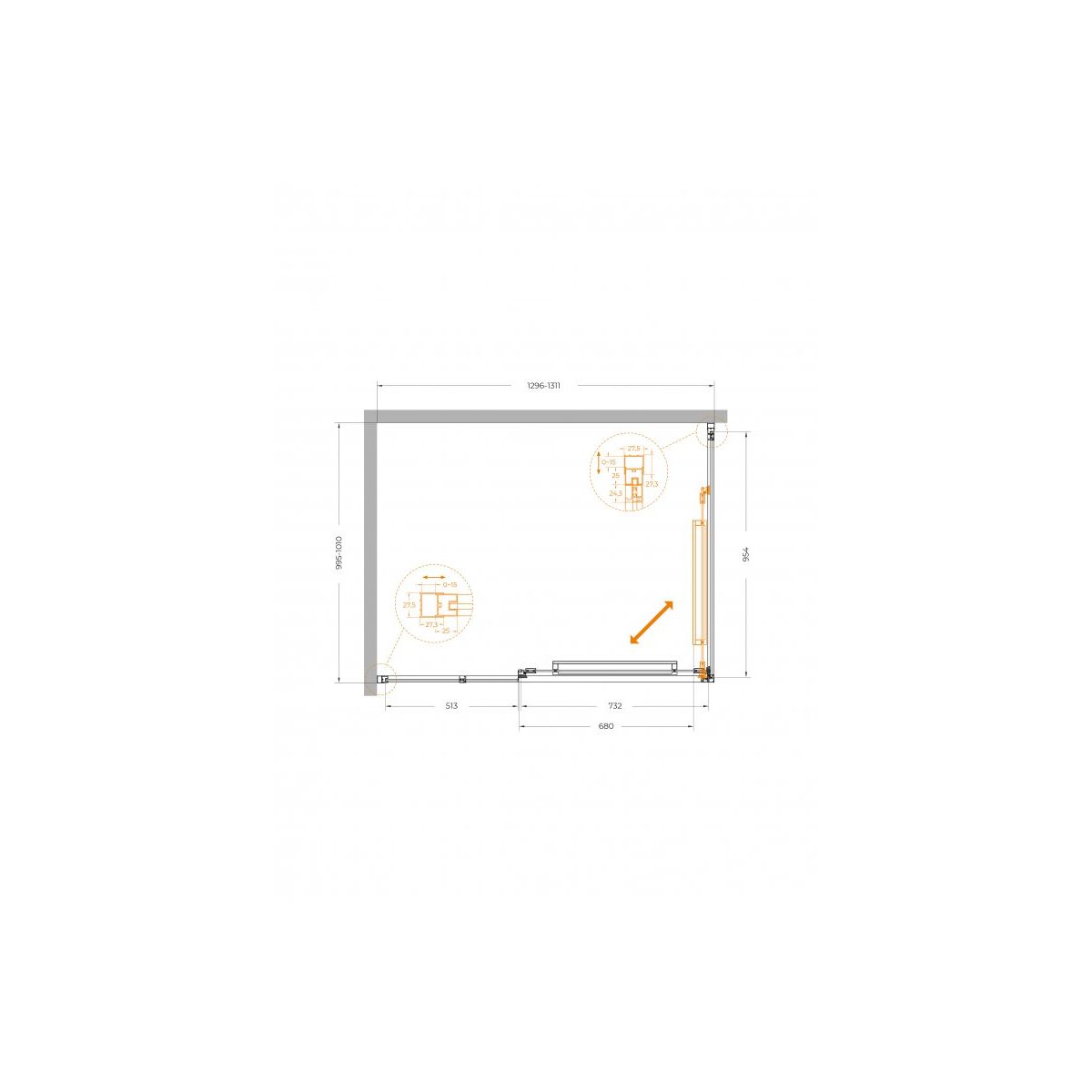 Душевой уголок CEZARES LUX-AH-FS-11-130/100-C-GM