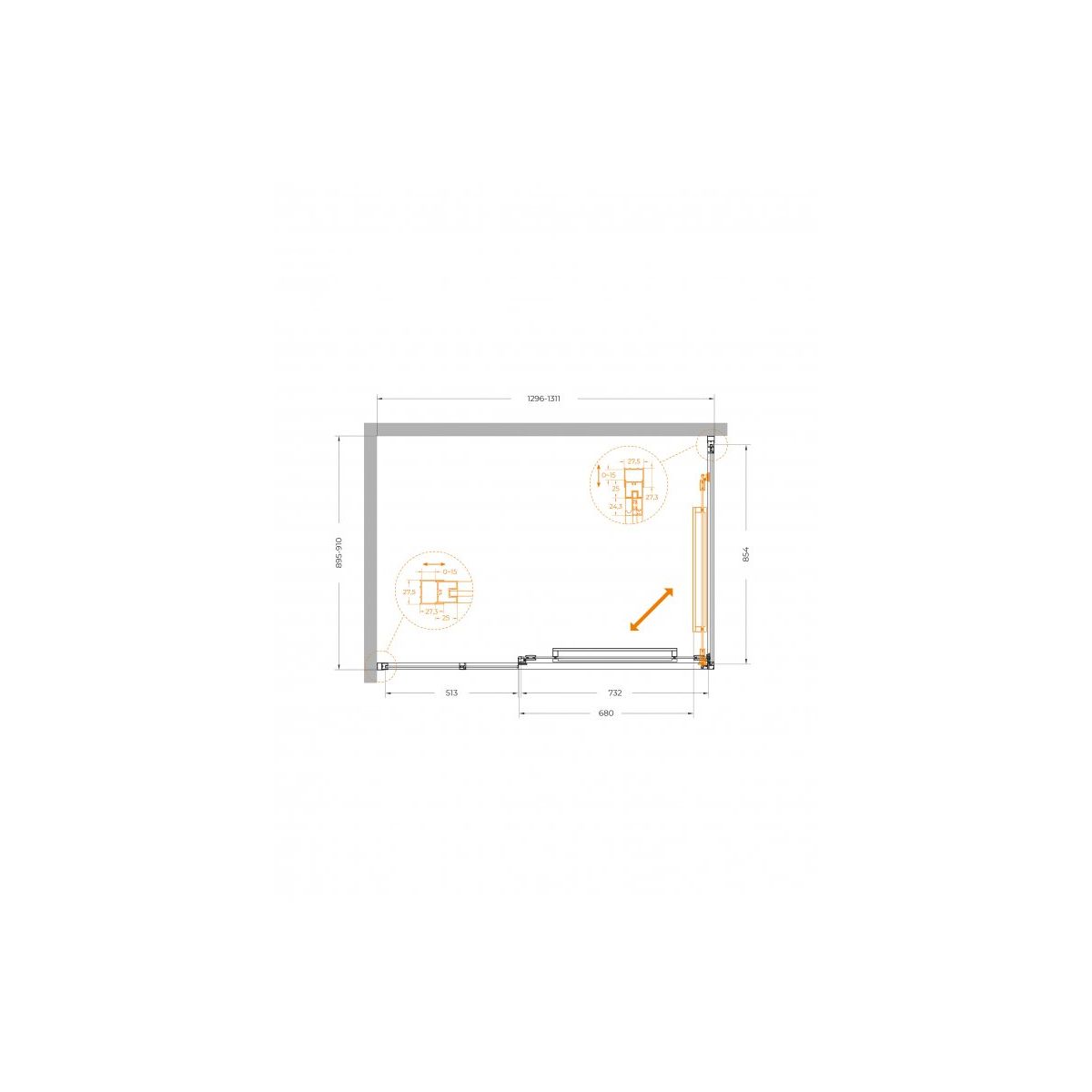 Душевой уголок CEZARES LUX-AH-FS-11-130/90-C-GM
