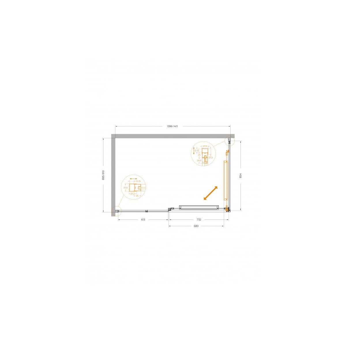 Душевой уголок CEZARES LUX-AH-FS-11-140/90-C-GM