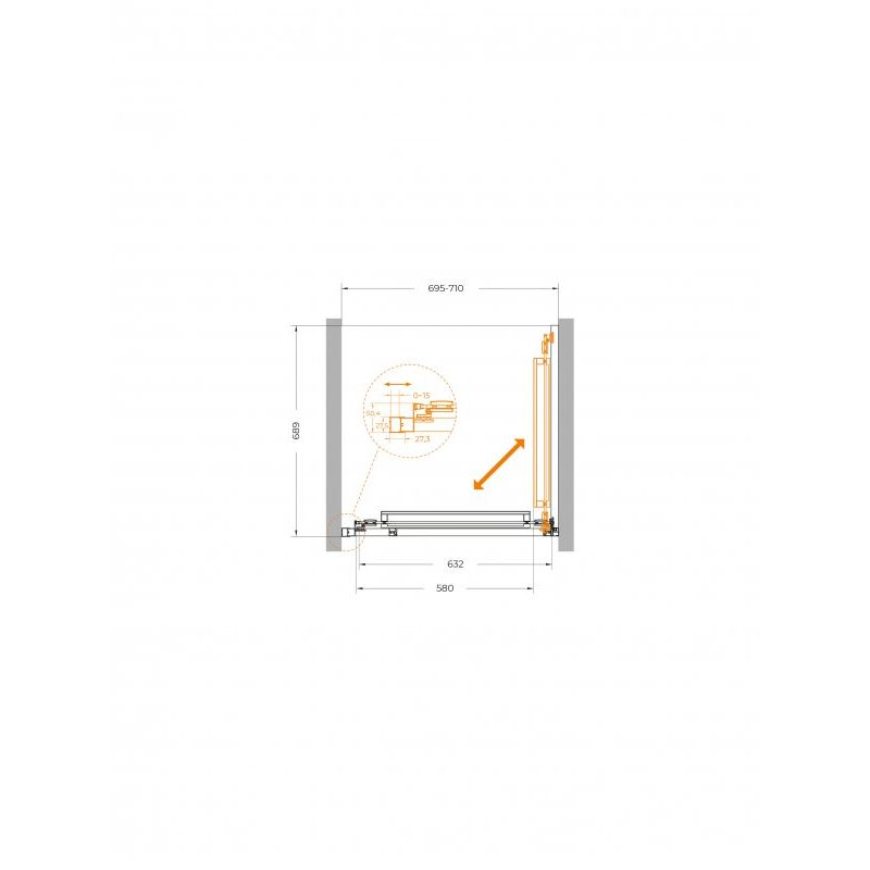 Душевая дверь CEZARES LUX-B-FS-1-70-C-CR