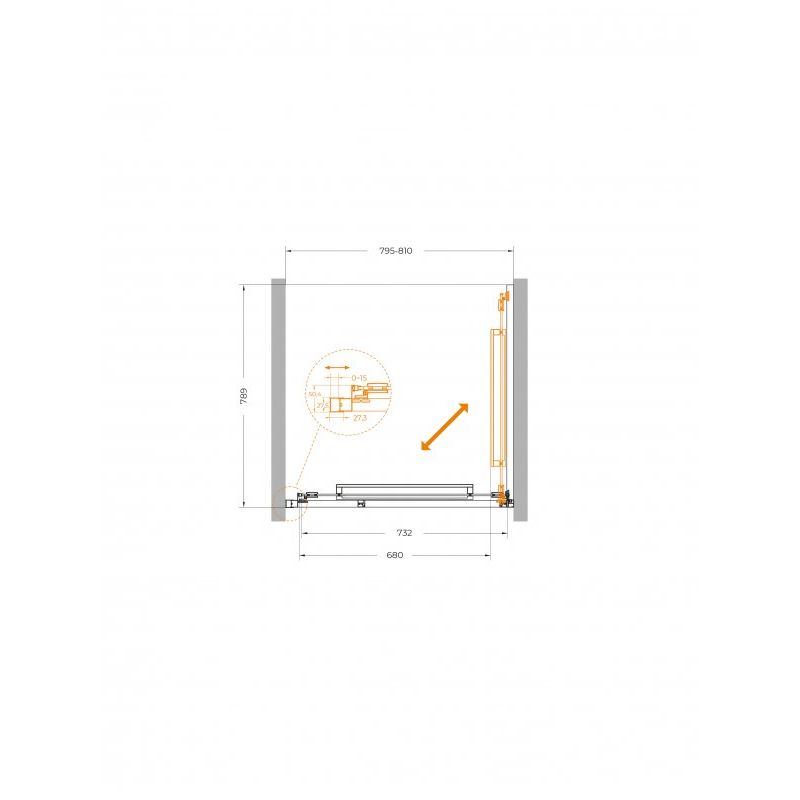 Душевая дверь CEZARES LUX-B-FS-1-80-C-CR
