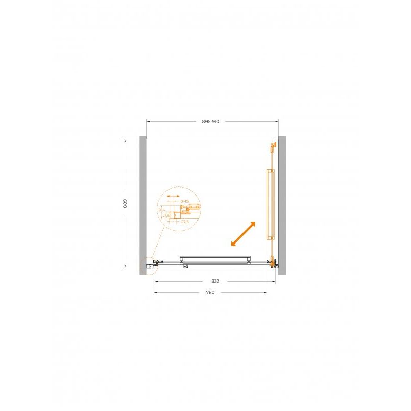 Душевая дверь CEZARES LUX-B-FS-1-90-C-GM