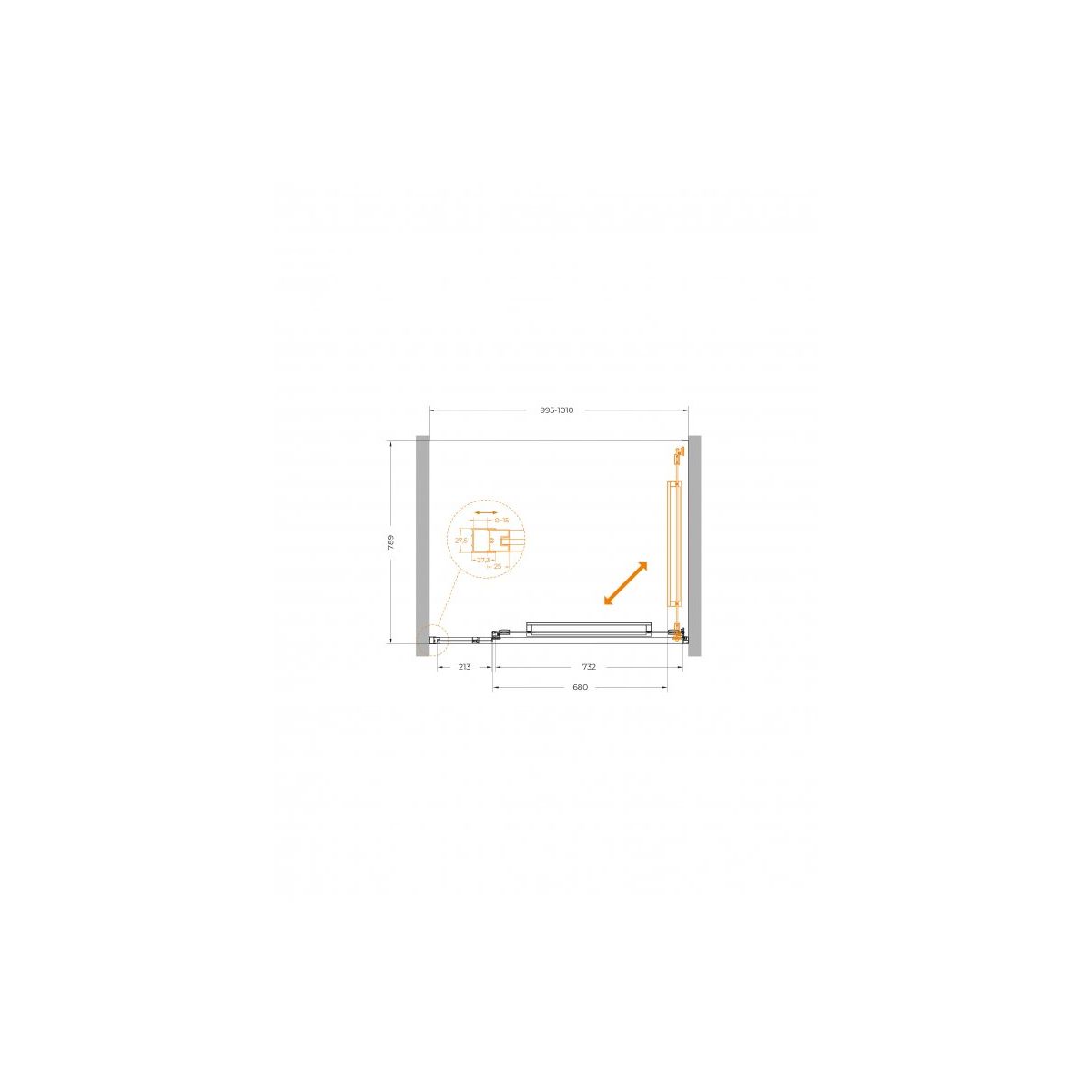 Душевая дверь CEZARES LUX-B-FS-11-100-C-GM