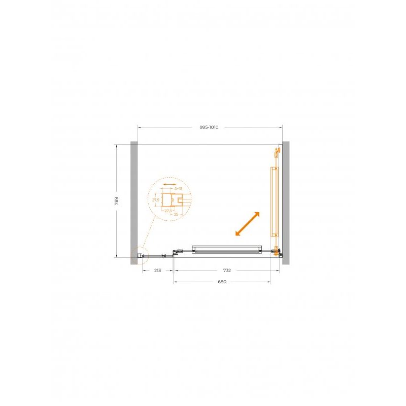 Душевая дверь CEZARES LUX-B-FS-11-100-C-GM