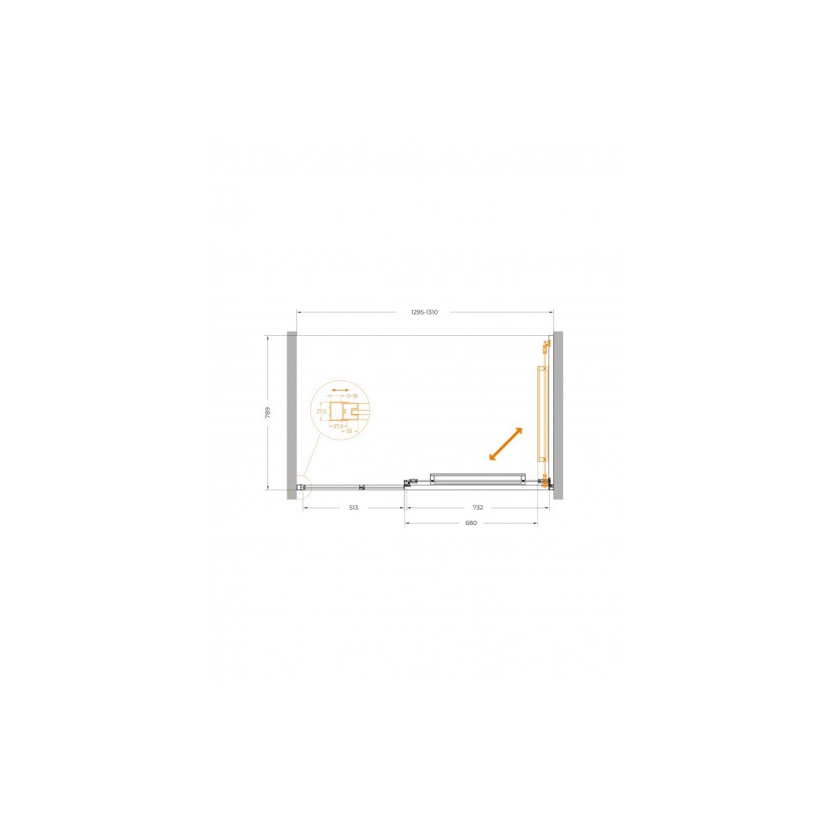 Душевая дверь CEZARES LUX-B-FS-11-130-C-GM