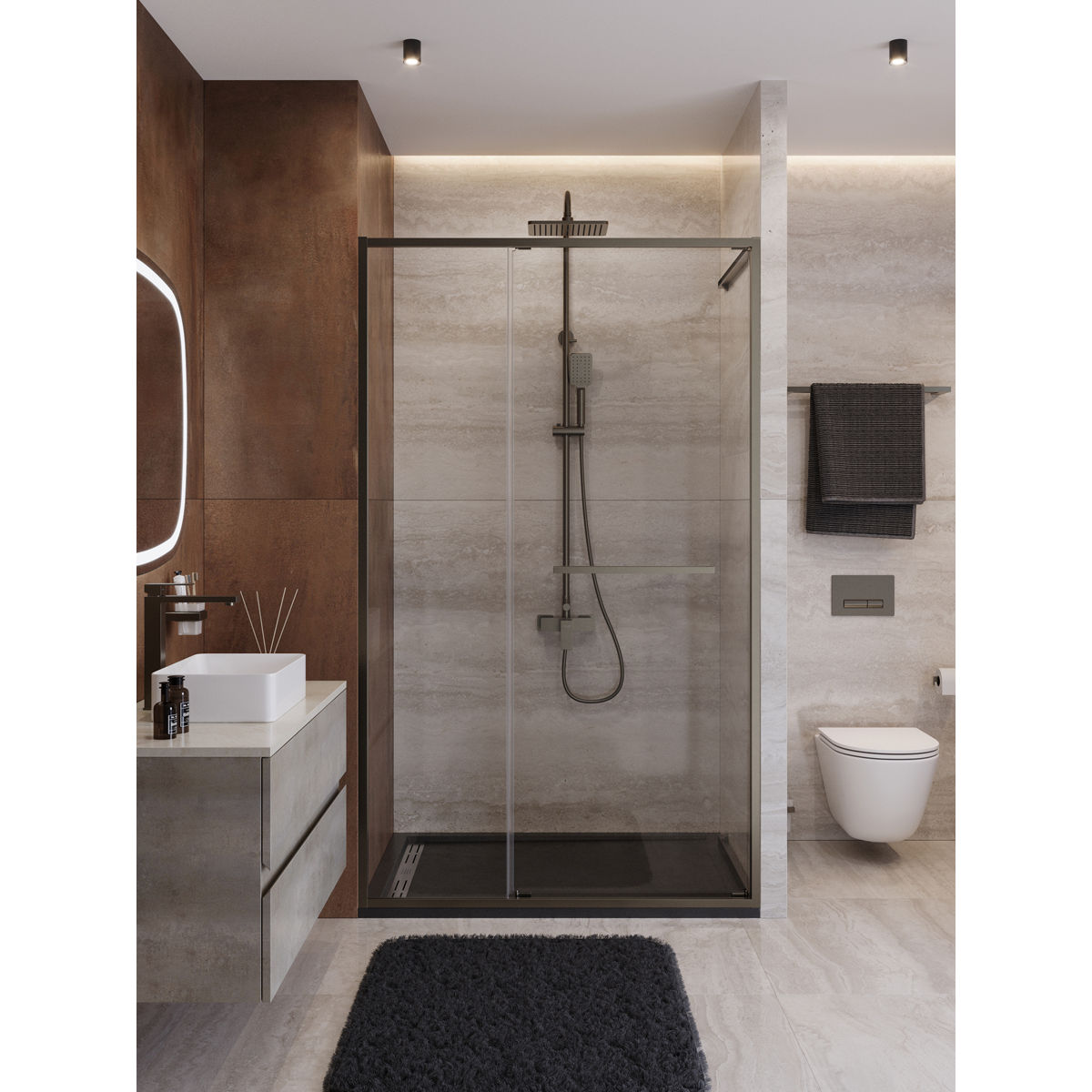 Душевая дверь CEZARES LUX-B-FS-11-130-C-GM