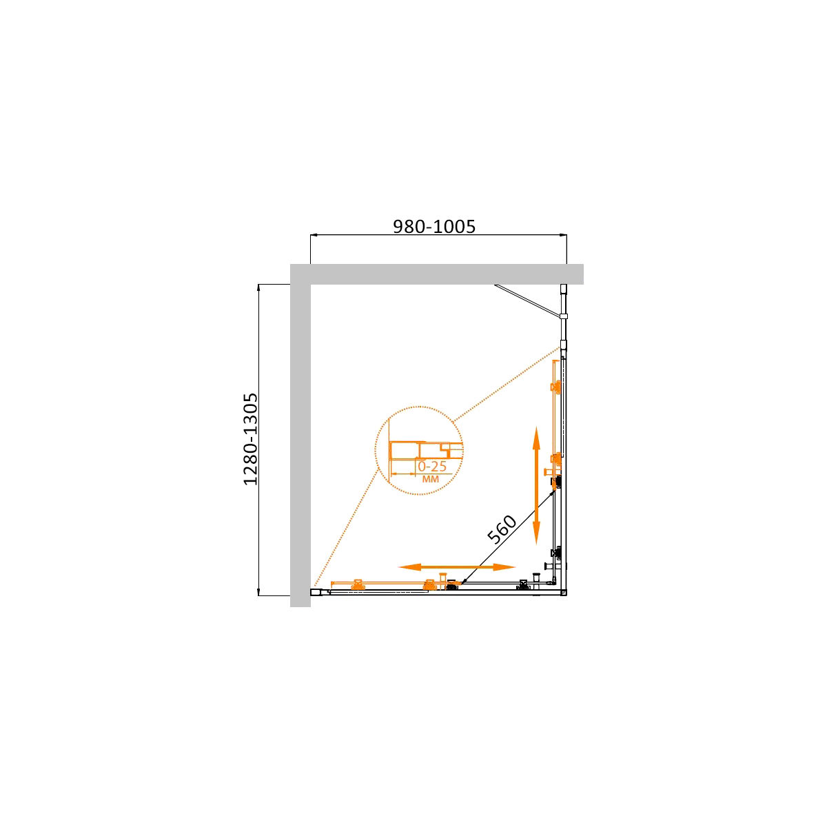 Душевой уголок CEZARES MOLVENO-AH-21-100+30-P-Cr