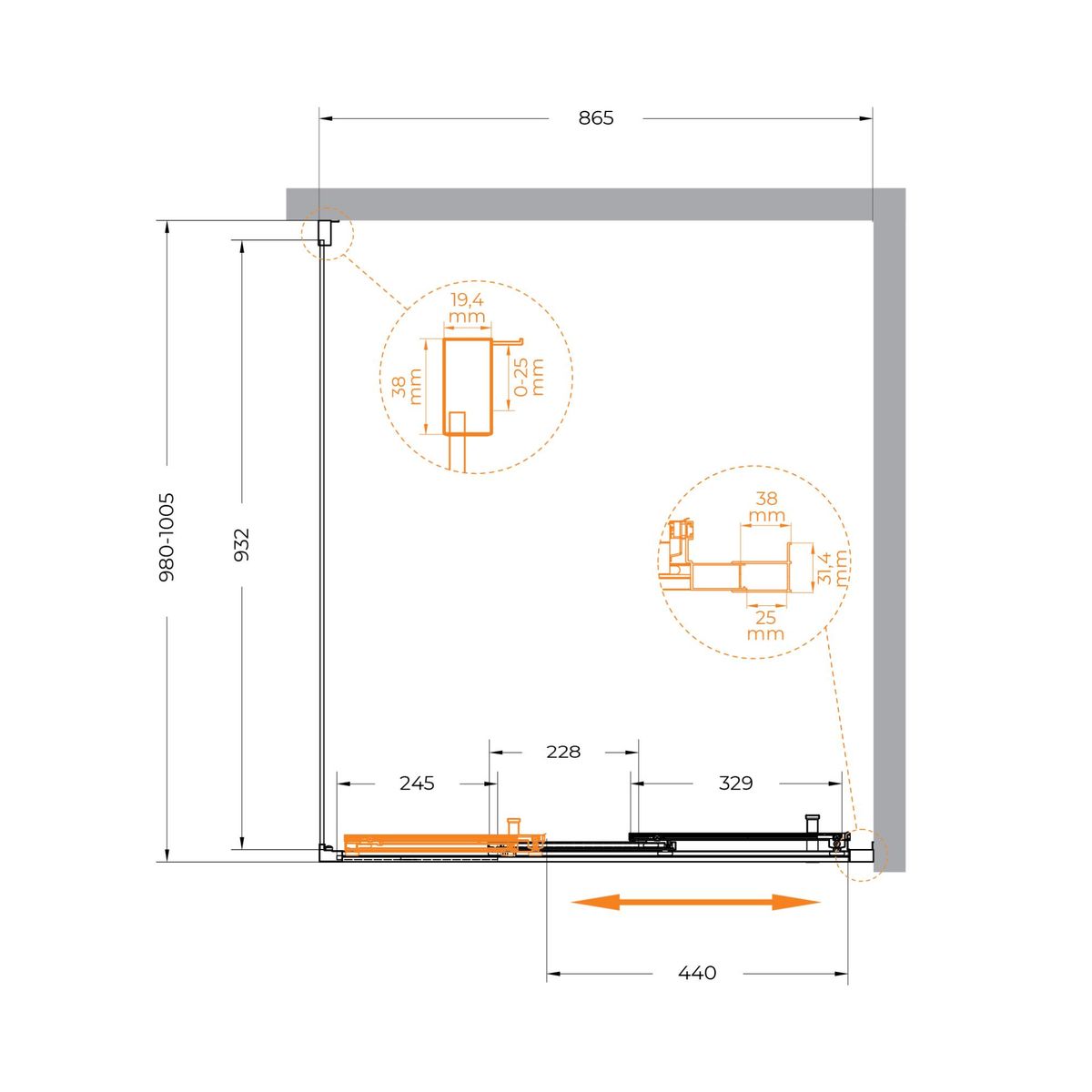 Душевой уголок CEZARES MOLVENO-AHF-31-90/100-C-CR-IV