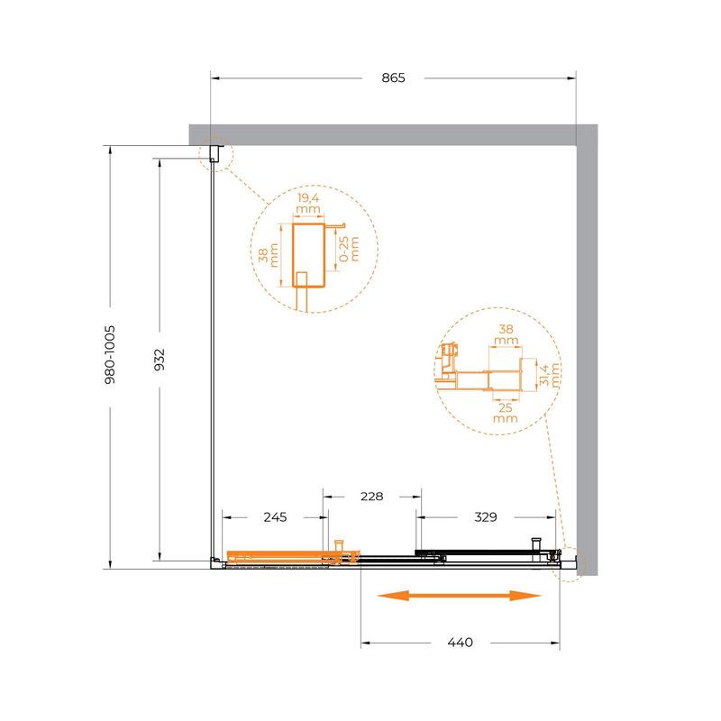 Душевой уголок CEZARES MOLVENO-AHF-31-90/100-C-CR-IV