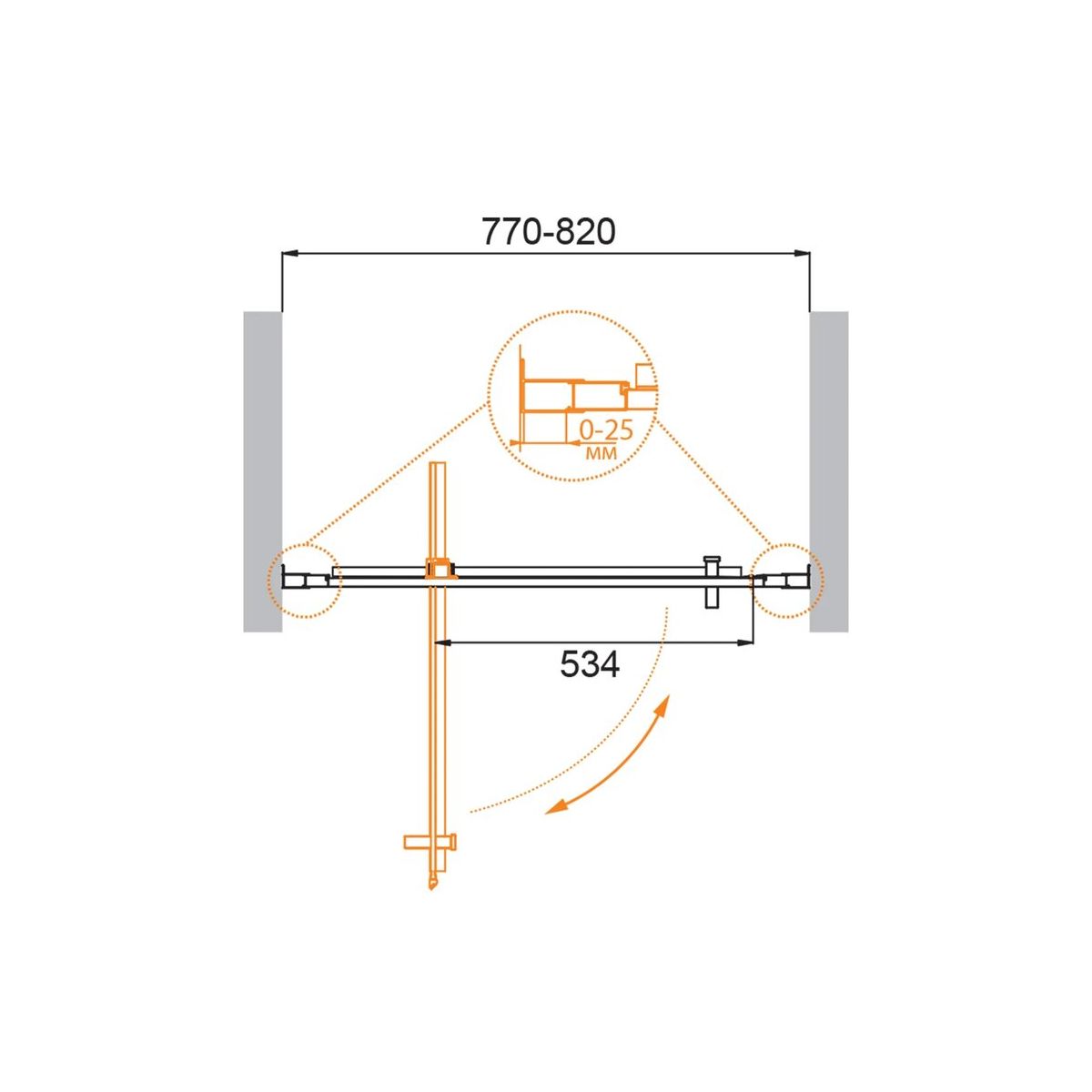 Душевая дверь CEZARES MOLVENO-BA-1-80-C-Cr-IV