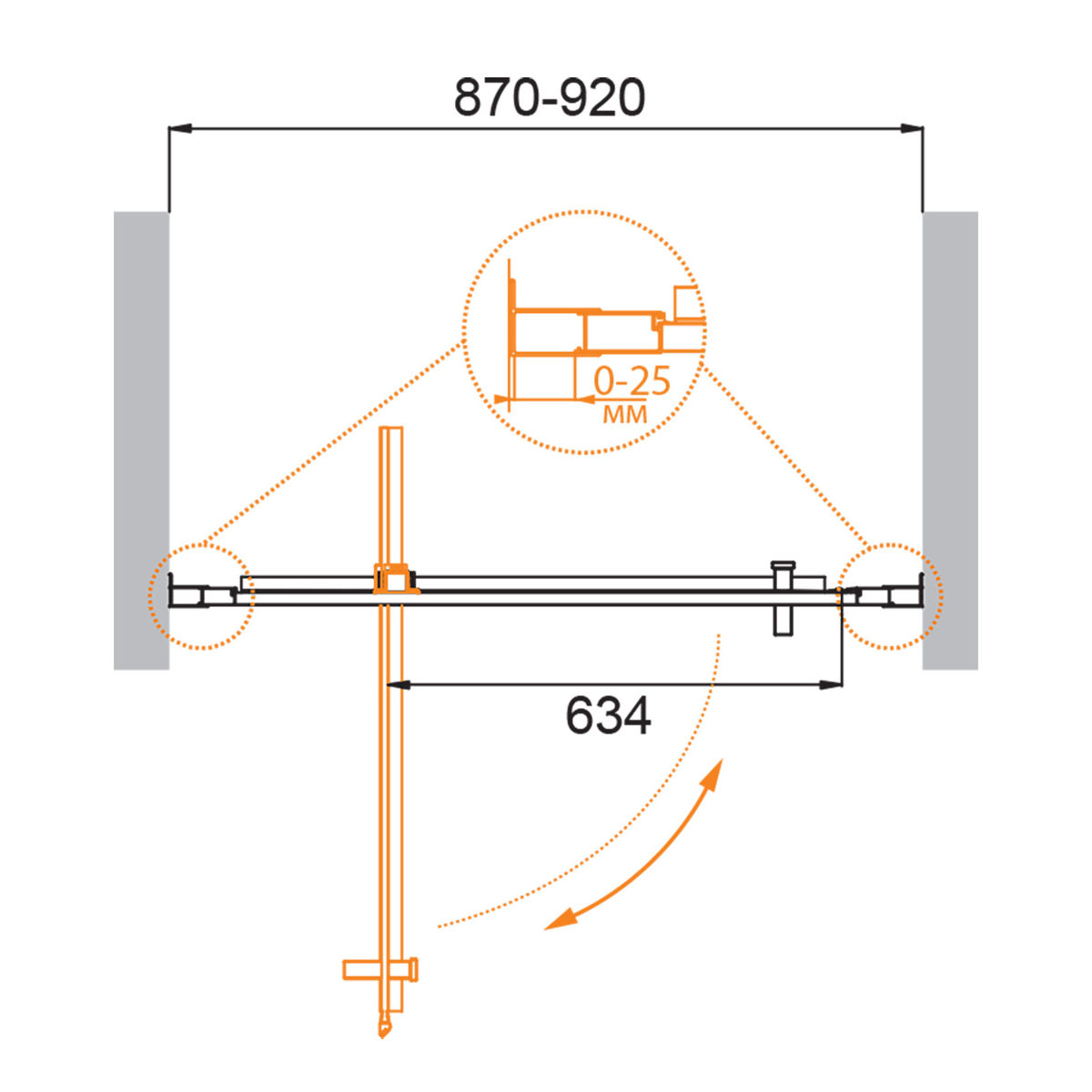 Душевая дверь CEZARES MOLVENO-BA-1-90-C-Cr-IV
