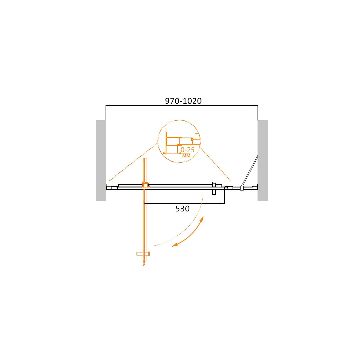 Душевая дверь CEZARES MOLVENO-BA-11-80+20-C-Cr-IV