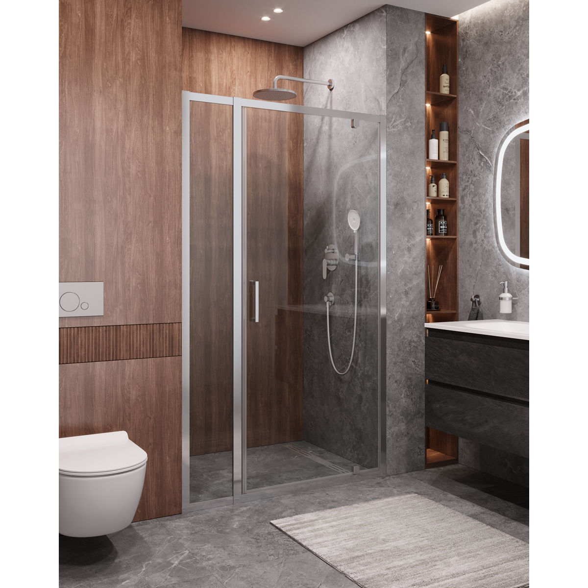 Душевая дверь CEZARES MOLVENO-BA-11-90+20-C-Cr-IV