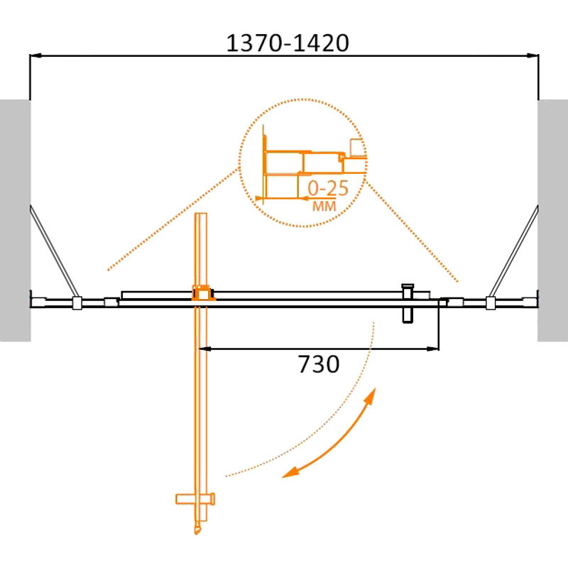 Душевая дверь CEZARES MOLVENO-BA-12-100+40-C-Cr-IV