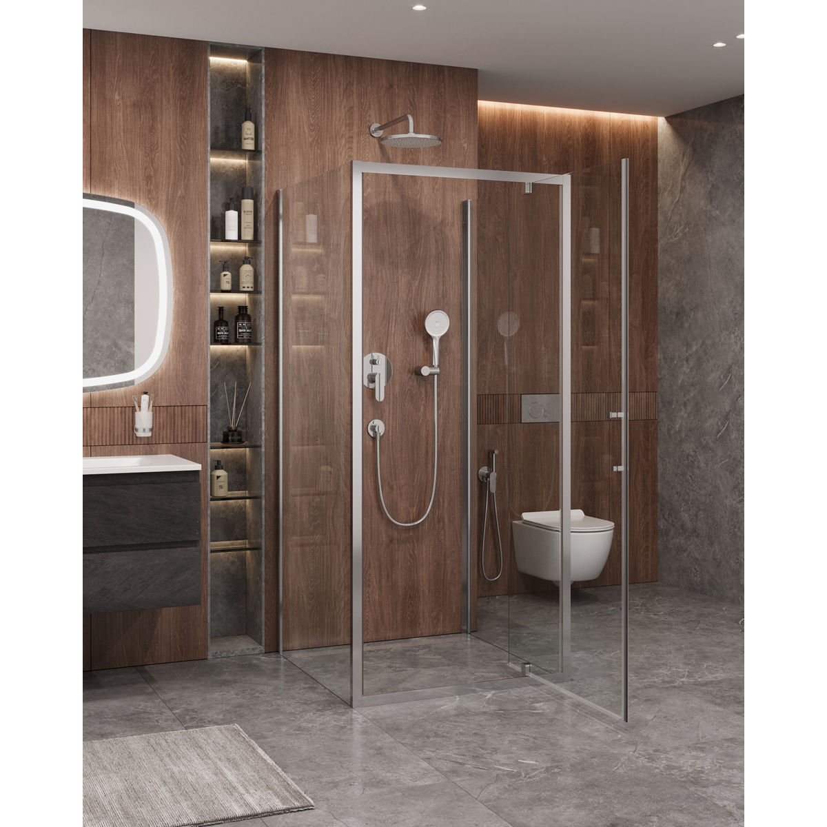 Душевой уголок П-ОБРАЗНЫЙ CEZARES MOLVENO-BA2-90/90-C-Cr-IV
