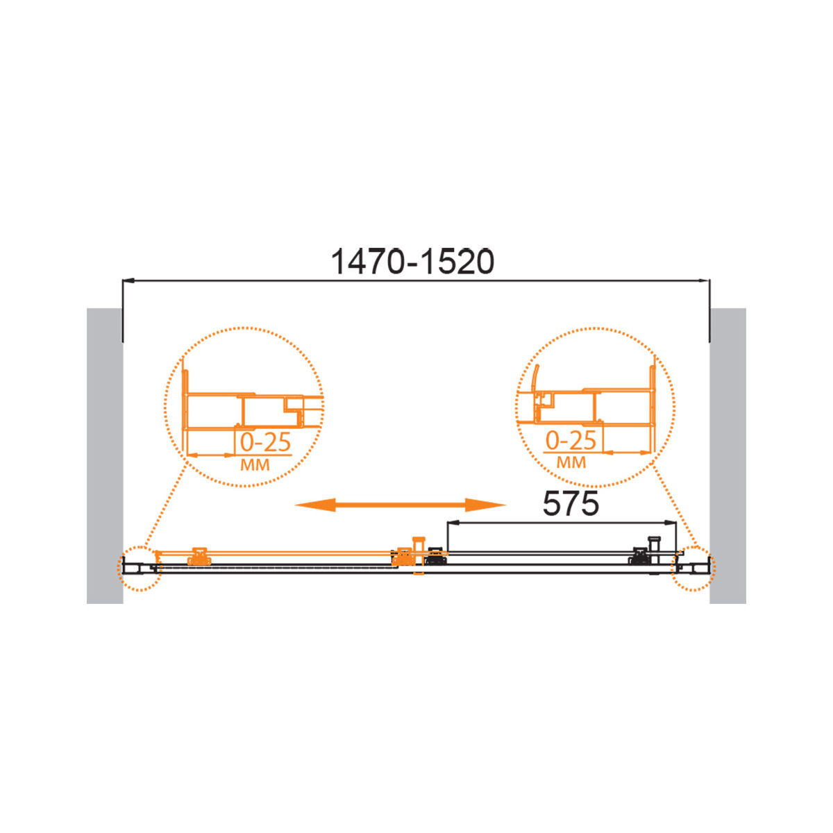 Душевая дверь CEZARES MOLVENO-BF-1-150-P-Cr