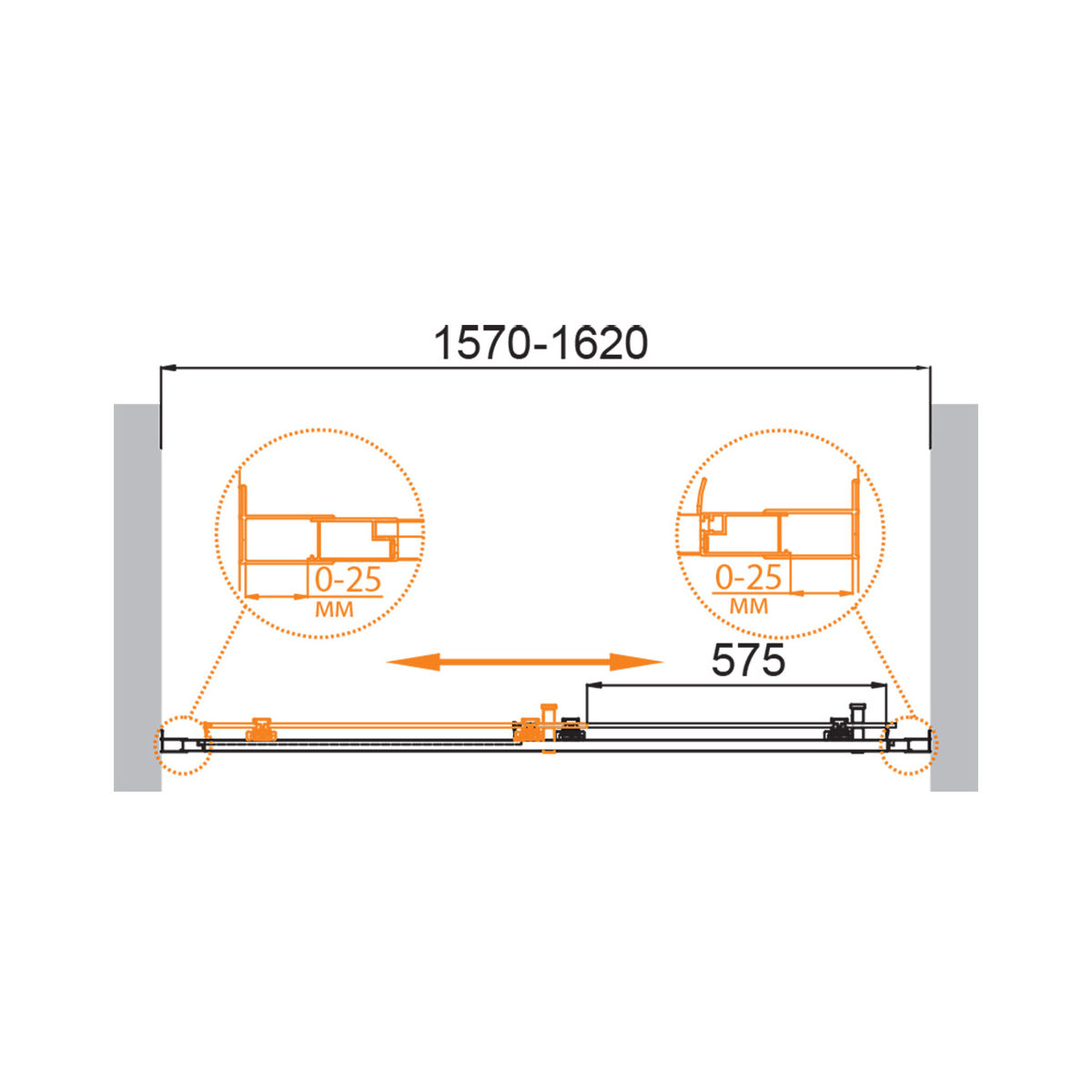 Душевая дверь CEZARES MOLVENO-BF-1-160-C-Cr-IV