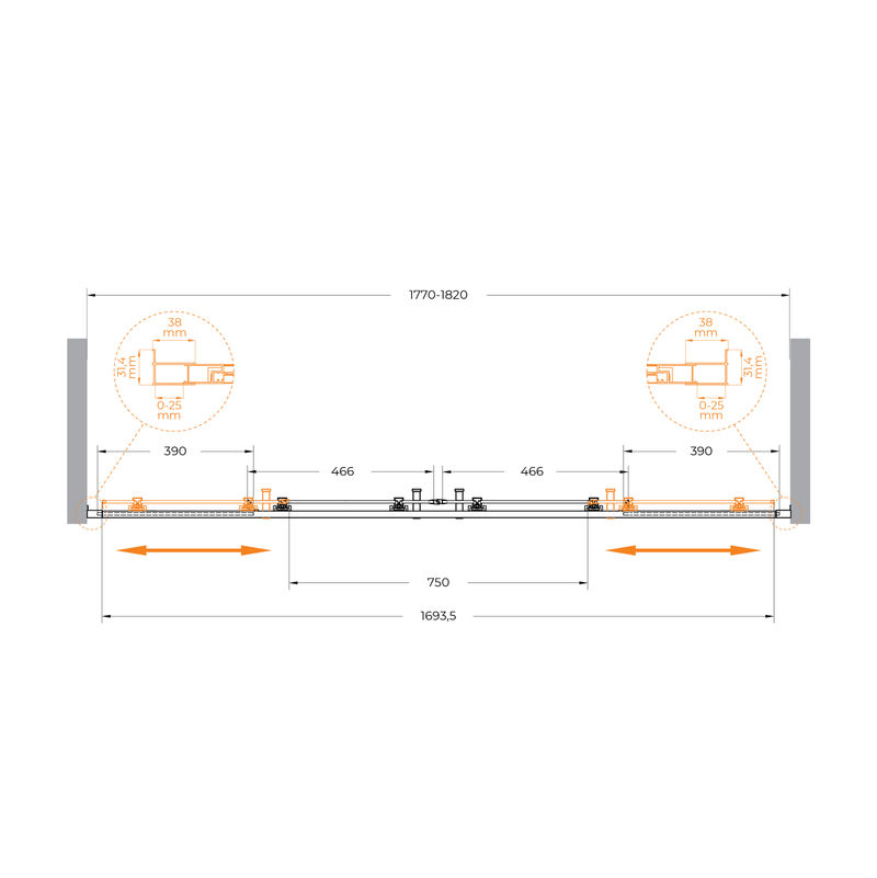 Душевая дверь CEZARES MOLVENO-BF-2-180-C-Cr-IV
