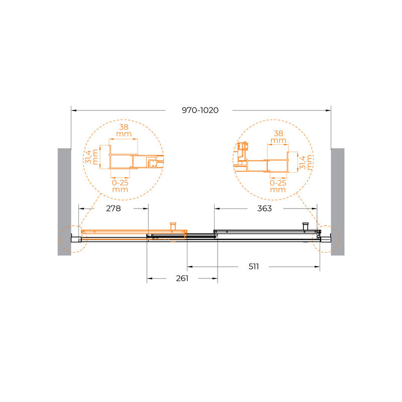 Душевая дверь CEZARES MOLVENO-BF-3-100-C-BORO-IV