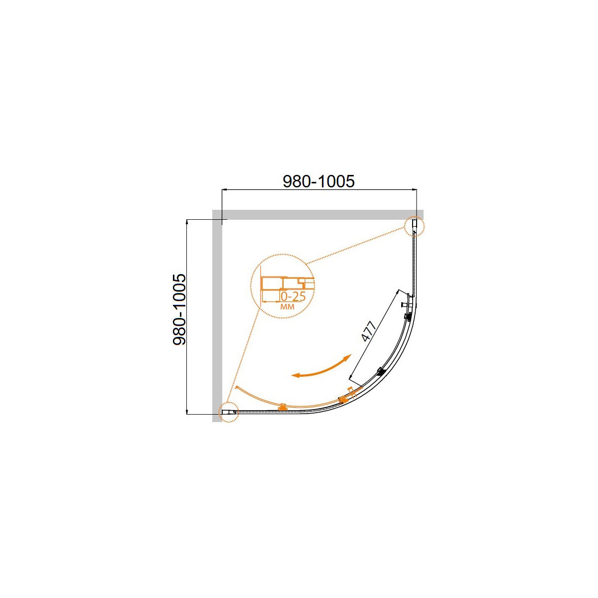 Душевой уголок CEZARES MOLVENO-R-1-100-C-Cr-IV