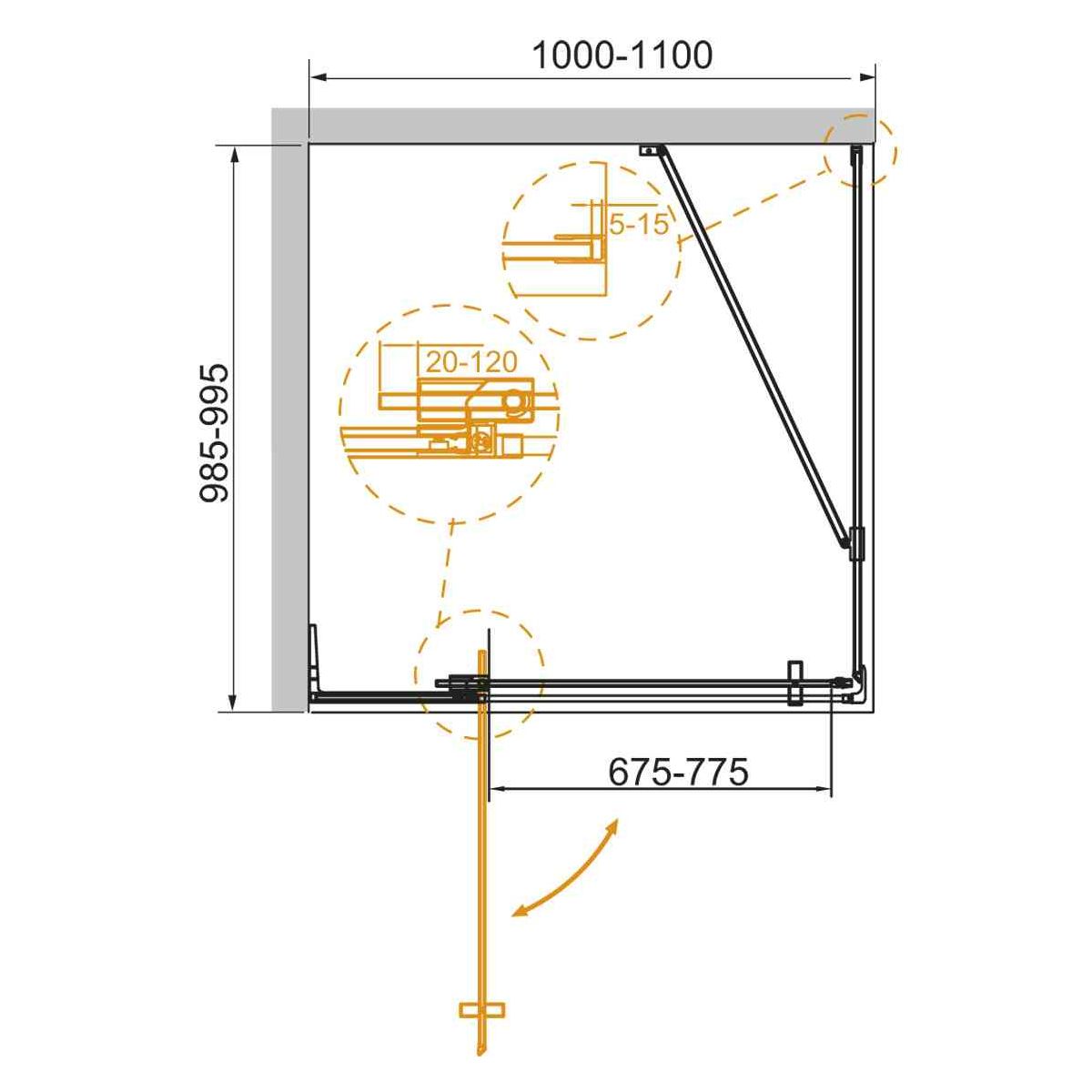 Душевой уголок CEZARES SLIDER-AH-1-100-100/110-C-Cr